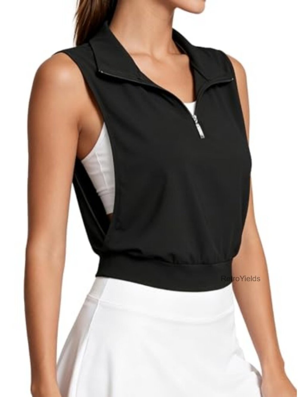 Women's Sleeveless Golf Tank Top 1/4 Zip Moisture-Wicking Workout Shirt